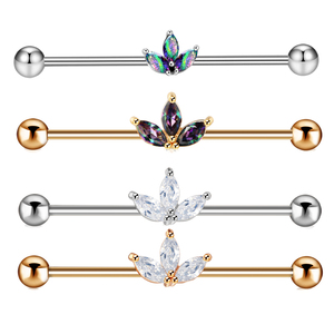 Boucles d'oreilles industrielles en acier inoxydable 316L 14G pour femmes et hommes, <span class=keywords><strong>piercing</strong></span> de cartilage hélix - Product Image 1