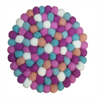 Tapis en feutre fait main de style classique, écologique, boules de feutre, laine, 20 cm, décoration d'intérieur, coussin, tapis de sol, fait main au Népal
