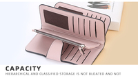 Nouveau design de boucle de fermeture éclair de style coréen multi-cartes porte-monnaie à trois volets pochette portefeuille long pour femmes