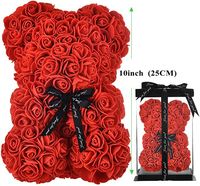 Ourson en mousse de savon PE colorée, 25CM/40CM, 1 pièce, fausses fleurs, fait main, pour anniversaire, saint-valentin, cadeau, vente en gros