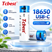 Baterai Lithium Ion Isi Ulang 18650 3.7V 2200mAh USB-C Tipe-C Sel Li-ion Silinder untuk Elektronik Senter