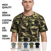 T-shirt d'entraînement à manches courtes pour homme, col rond, coupe ajustée, design OEM, impression camouflage, tissu élastique de haute qualité, logo personnalisé