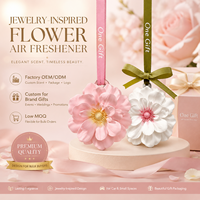 Ornement parfumé suspendu en forme de fleur inspiré des bijoux, emballage personnalisé avec logo, vente en gros, décoration cadeau, OEM ODM, désodorisant de voiture