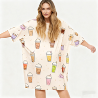 Robe de nuit décontractée et confortable en lyocell tricoté, imprimée sur mesure, grande taille, pour femme, idéale pour l'intérieur et la chambre à coucher – Vente en gros Beefey