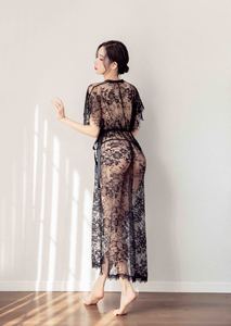 新着ファッションデザインシースルー半袖パジャマレースまつげ女性セクシーランジェリー - Product Image 5