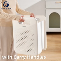 Cesto de Roupa Suja Dobrável de Grande Capacidade, Montável na Parede e de Chão, com Cesto Removível para Roupas Íntimas, Armazenamento Respirável