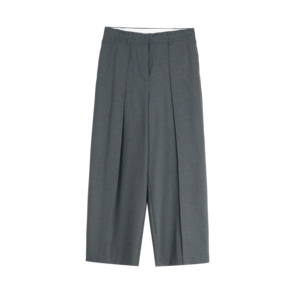 <span class=keywords><strong>Pantalon</strong></span> large plissé gris en mélange de laine pour <span class=keywords><strong>femme</strong></span> OEM/ODM - Product Image 1