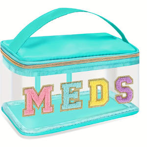 Grande capacité pour Amazon Cross Border Transparent PVC <span class=keywords><strong>MEDS</strong></span> Cosmétique Sac Portable Sac À Main Lettre Broderie Étanche Toilette - Product Image 3