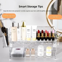 Boîte de rangement cosmétique de table réglable pour parfums, en acrylique, finition luxe léger, double étagère