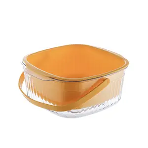 Portable double-layer vegetable sink drain kitchen household plastic fruit plate living room water filter vegetable
