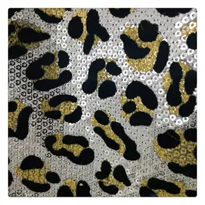 Lung Linh Tùy Chỉnh Bạc Sequin Vải Ánh Sáng Lung Linh Shining Thiết Kế Màu Trắng Sáng Bóng Màu Xanh Lớn 3Mm Leopard In Đổ Xô Sequin Vải