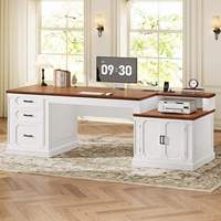 Bureau de direction convertible haut de gamme avec tiroirs de rangement verrouillables, meuble de rangement, table d'ordinateur ergonomique et alimentation intégrée