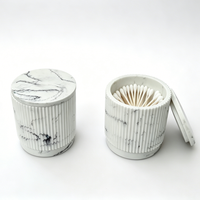 Pot de rangement décoratif en résine de luxe, fait main, à nervures verticales, avec couvercle, motif veine de marbre, pour cuisine, coton-tiges et cadeaux