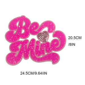 Patchs de la Saint-Valentin en gros à thermocoller, grand <span class=keywords><strong>patch</strong></span> à sequins rose vif « Be Mine » pour femmes, filles, sweat-shirts, hoodies, vêtements DIY - Product Image 4