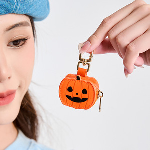 Llavero Monedero de Cuero con Diseño de Calabaza para Mochila, Adorno Decorativo, Regalo de Halloween - Product Image 3