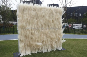 Backdrop dinding bunga kain sutra gulung 8ft x 8ft warna ivory, campuran Pampas, Baby's Breath, <span class=keywords><strong>Phalaenopsis</strong></span>, mawar, dekorasi dinding Natal - Product Image 6