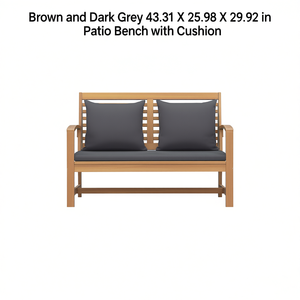 Panca da giardino 43,31 x 25,98 x 29,92 pollici con cuscino, mobili da esterno in legno marrone - Product Image 1