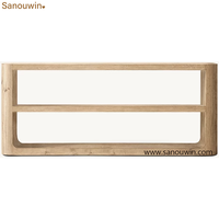 Console en chêne massif, meuble d'entrée moderne à cadre arrondi avec 3 étagères de rangement pour couloir