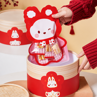Pochette cadeau refermable à motif de dessin animé de Noël, avec poignée longue, forme spéciale, fond plat, épaissie, pour bonbons et biscuits