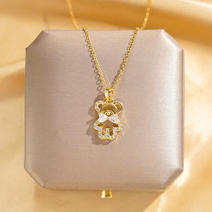 Collana con Ciondolo a Quadrifoglio in Acciaio Inossidabile Placcato Oro 18K con Zirconi e Opale, Cuore e <span class=keywords><strong>Pianeta</strong></span> CZ per <span class=keywords><strong>Donna</strong></span>, Ideale come Regalo - Product Image 4