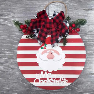 SPRING PLANTING Ornements suspendus en bois Panneau de porte de bienvenue de Noël Heurtoir de porte en bois décoratif de Noël - Product Image 4