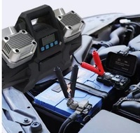 Compresseur d'air portable 12V robuste à 4 cylindres, gonfleur rapide pour pneus de voiture avec affichage numérique et arrêt automatique puissant
