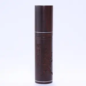 Customize Various Logos Travel Portable Wood Grain Magnetic Cover Empty refillable perfume spray bottle with aluminium