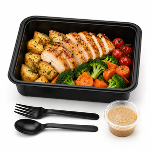 Contenedor de Alimentos Rectangular de Plástico PP de Gran Capacidad, 1400 ml, 1 Compartimento con Tapa Transparente para Preparación de Comidas - Product Image 4