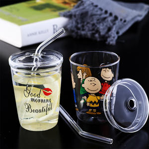 Tasse <span class=keywords><strong>de</strong></span> paille en verre <span class=keywords><strong>de</strong></span> conception <span class=keywords><strong>de</strong></span> dessin animé pour le thé <span class=keywords><strong>de</strong></span> lait <span class=keywords><strong>de</strong></span> jus nouveau Drinkware frais - Product Image 1