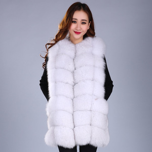 Real fox Fur Vest Long Style Fur Gilet <strong>Women</strong> Fashion Fur <strong>Waistcoat</strong> - Product Image 3