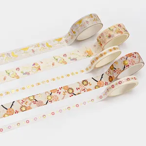 Manufacturer Personal Design Self Adhesive Color Decoration Custom Gold Foil Printed Washi Tape