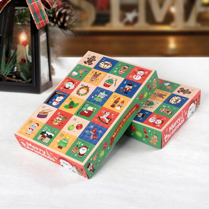 12 gün noel arifesi sürpriz gizem kutusu biyobozunur küçük Advent takvim çerez aperatifler bisküvi folyo ofset baskılı kaplı - Product Image 1