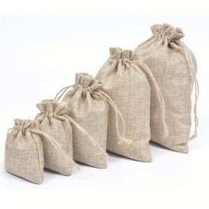 Custom Jute Drawstring Bags Wholesale Burlap Gift Drawstring Pouch Jute Bags with <b>String</b> - Product Image 1