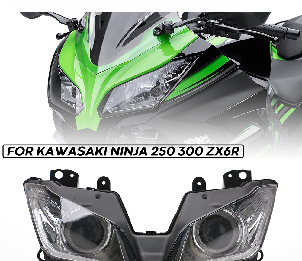 NINJA250 EX250L ZX-6RカスタムLEDヘッドライト ニンジャ カワサキNINJA 250 300 ZX6R ZX-6R用エンジェルアイLEDヘッド