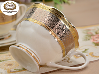Service de table de luxe Karosa Royal Style Golden, 98 pièces, en porcelaine fine dorée, avec service à thé, pour 12 personnes