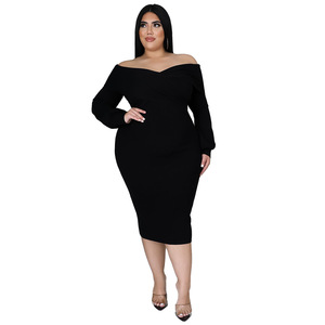 <span class=keywords><strong>Ropa</strong></span> de talla grande para mujeres con curvas en Europa y América, vestido sexy de longitud media con cuello en V y color liso, gran venta en <span class=keywords><strong>Wish</strong></span> - Product Image 5