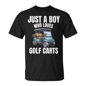 Camiseta Just A Boy Who Loves Golf Carts para entusiastas de los carritos de golf - Product Image 1