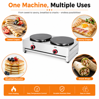 Crêpière professionnelle à gaz double face antiadhésive grande capacité en acier inoxydable avec bac à miettes amovible