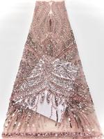 Tissu de dentelle perlée de luxe, tissu de dentelle perlée blanche avec des cristaux et des paillettes, dentelle de mariage exclusive perlée