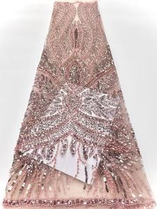 Tela de Encaje con Cuentas de Lujo, Lentejuelas de Cristal, Tela de Encaje con Cuentas de Perlas Blancas, Encaje de Boda Exclusivo con Cuentas - Product Image 3