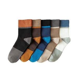 Men's Pure Cotton Crew <b>Socks</b> Color-Blocked Stripes Sweat-Absorbent Odor-Resistant Casual <b>Socks</b> - Product Image 5