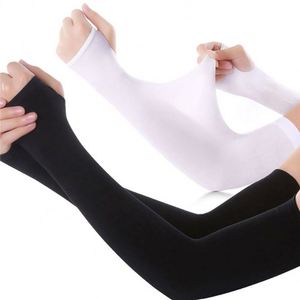 UV Protection Arm Sleeves Long Sleeve <b>Sunscreen</b> Cover For Outdoor Sports Unisex Summer Black White Ice Silk Half Finger - Product Image 1