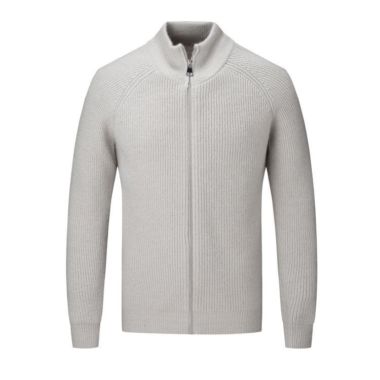 Vente en gros de pulls décontractés d'automne et d'hiver de haute qualité personnalisés pour hommes pulls cardigan à fermeture éclair complète en pur coton pour hommes