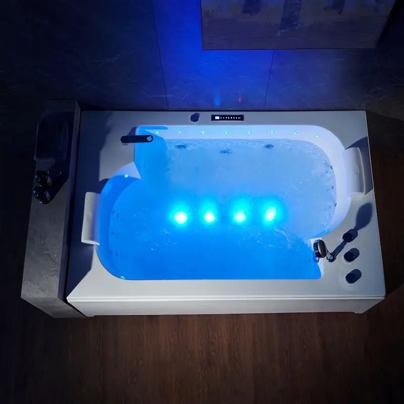 Modern Square hot tub White Acrylic Freestanding Massage Whirlpool bathtub walk in tub shower combo bathtub for bathroom