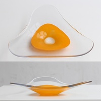 Grand bol à fruits en verre de luxe moderne, fabriqué à la main, plateau de service décoratif en triangle pour centre de table ou décoration intérieure