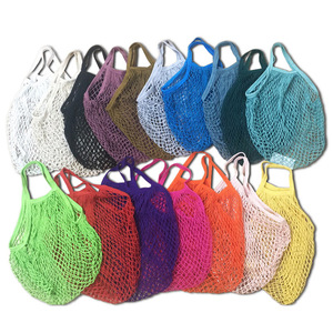 Sacs en filet <span class=keywords><strong>de</strong></span> coton portables en gros avec poignée, sacs <span class=keywords><strong>de</strong></span> courses pour supermarché, légumes et fruits, tissage ajouré, poignée longue, motif lettre - Product Image 1