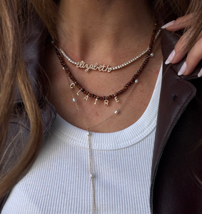 قلادة خرز مخصصة من الفضة عيار 925 مع أحجار كريمة، تصميم بسيط مصنوع يدويًا للنساء، هدية مجوهرات فضية - Product Image 3