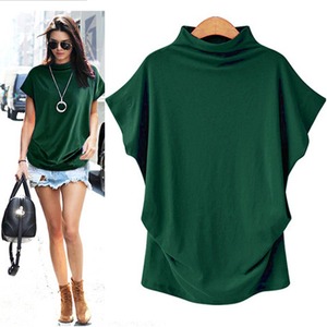 Soft Plus Size Women's High-<strong>Neck</strong> <strong>Top</strong> Short-sleeved T-shirt <strong>Mock</strong> <strong>Neck</strong> Fitted T-shirt for Women Half Turtleneck T-shirt - Product Image 6