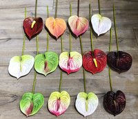 Hoogwaardige realistische Anthurium planten, kleine maat, echt aanvoelende Anthurium bloemenarrangement voor thuis, bruiloft, kunstmatig.