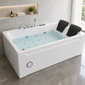 Baignoire autoportante en acrylique HG Real Estate Project pour 1 à 2 personnes, design moderne, écologique, blanche, avec robinet, pour salle de bain intérieure - Product Image 1